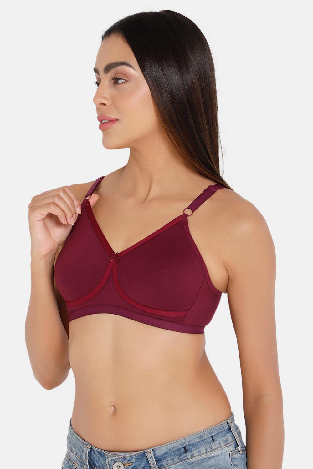 Naidu Hall  Non-Padded Non-Wired T-Shirt Bra- Wine