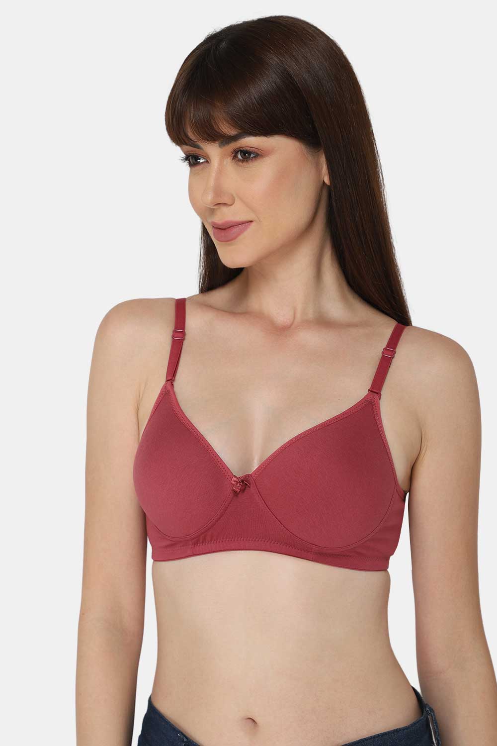 Intimacy Non-Wired Thin & Adjustable T-Shirt Padded Bra- Claretred