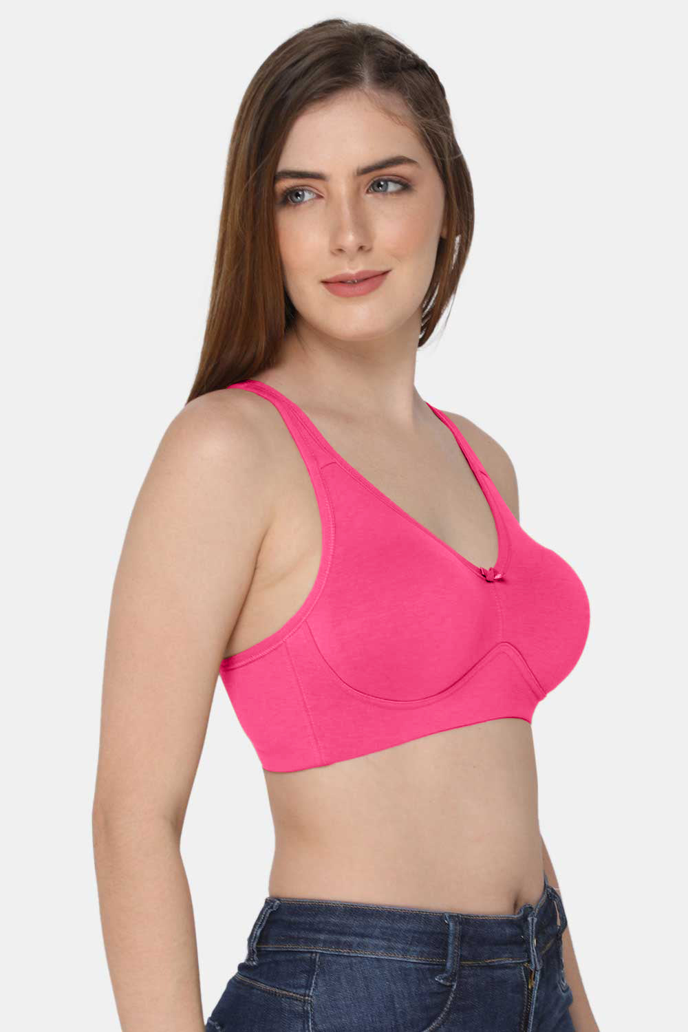 Intimacy High Coverage Non-Wired Back Closure T-Shirt Bra-Pink