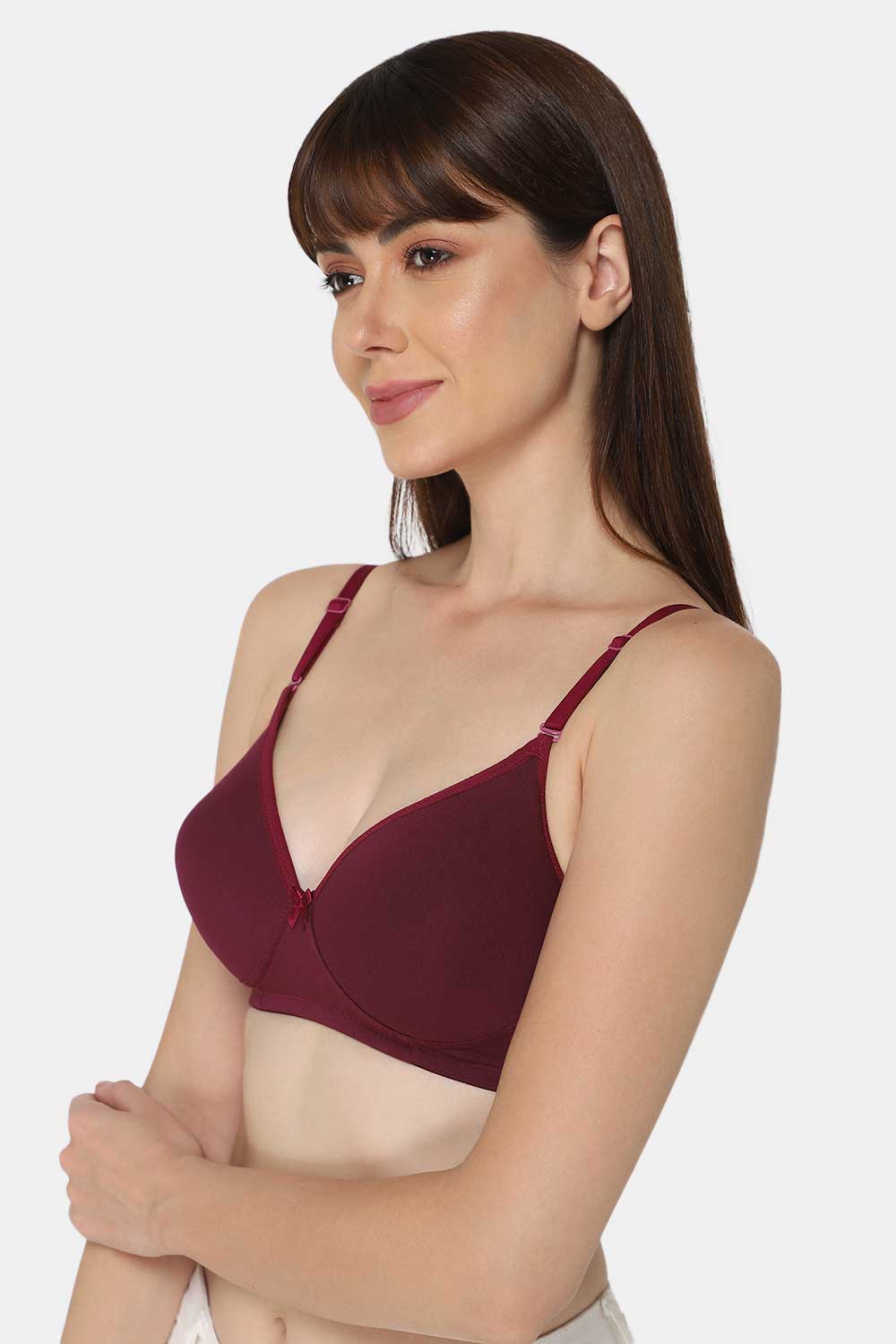 Intimacy Non-Wired Thin & Adjustable T-Shirt Padded Bra- Wine