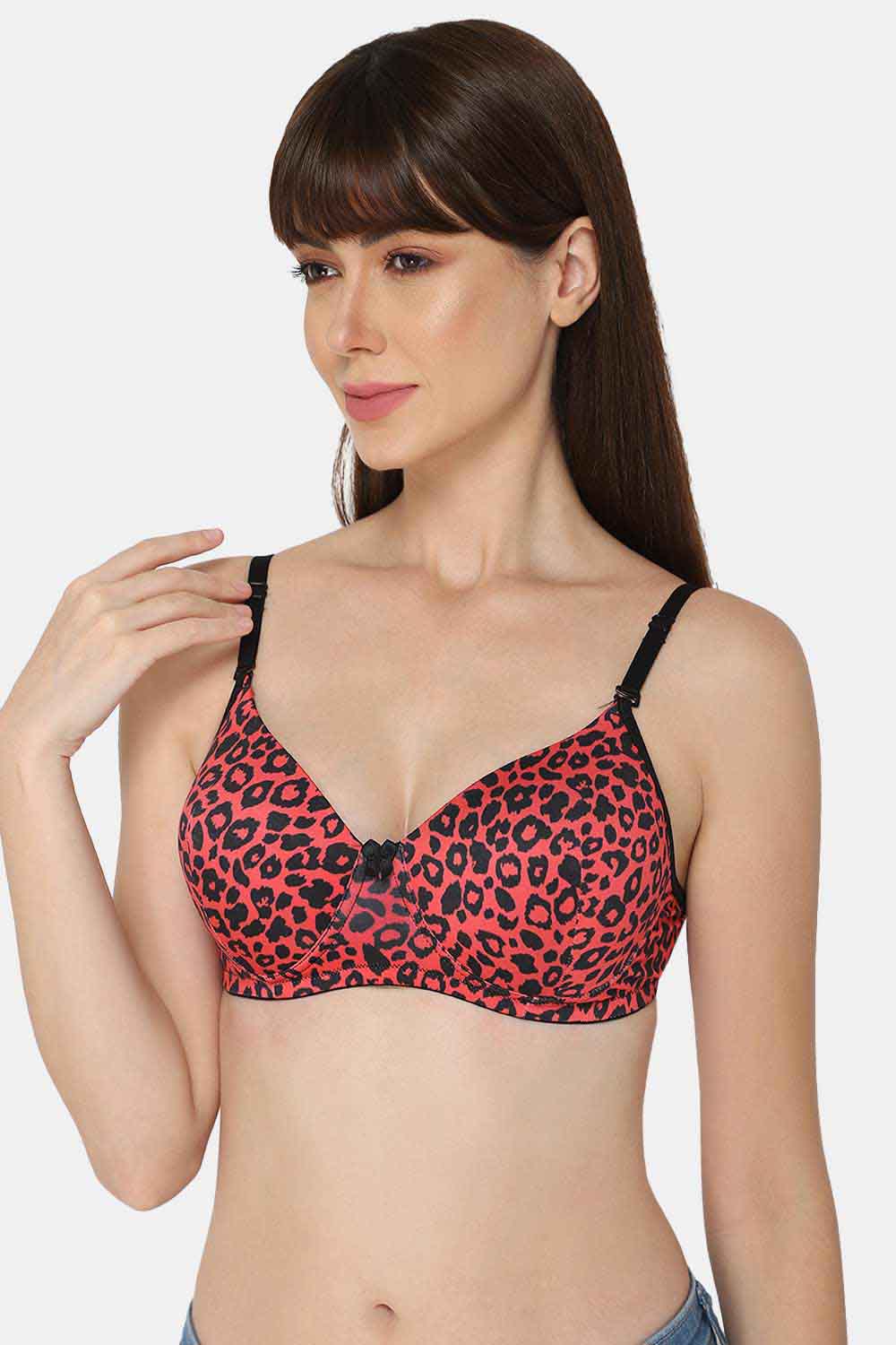 Intimacy Non Wired Padded Printed Tshirt Bra- Red Print