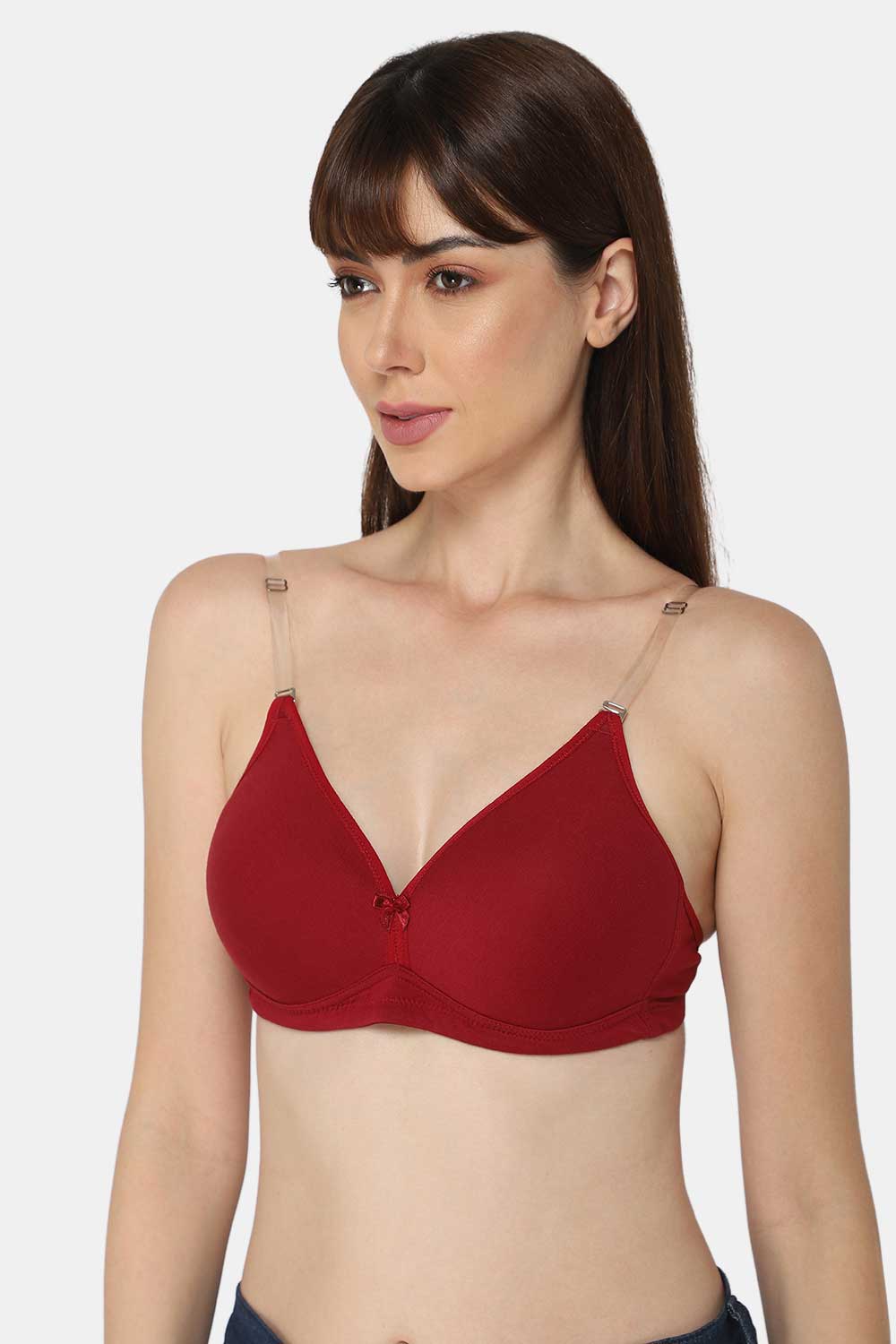 Buy Women's Lace Tube with Transparent Stripes Without Wired Padded Bra.Red  Colour. at