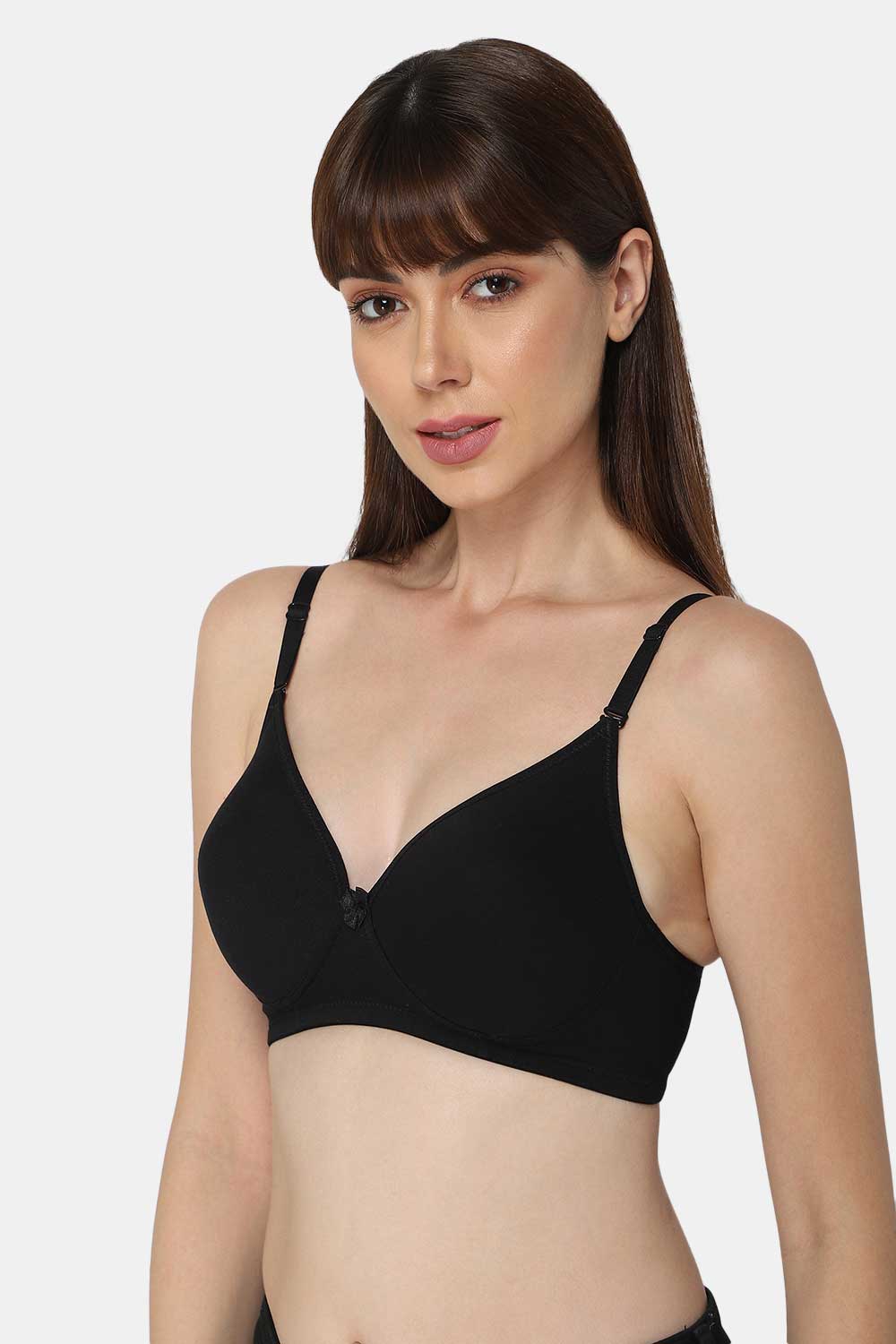 Intimacy Non-Wired Thin & Adjustable T-Shirt Padded Bra- Black