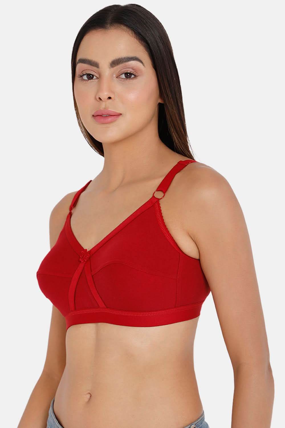 Full Coverage Non-Wired Non-Padded Back Closure Intimacy Bra Red Shade - KRISS KROSS - Naidu Hall Family Store