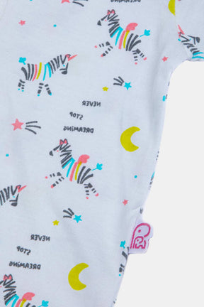 Oh Baby Zebra Print V- Neck Half Sleeve - HS01 Size   0m-3m Color Aqua