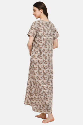 Naiduhall V-neck Short Sleeve Nighty with Side Pocket - Green NT01