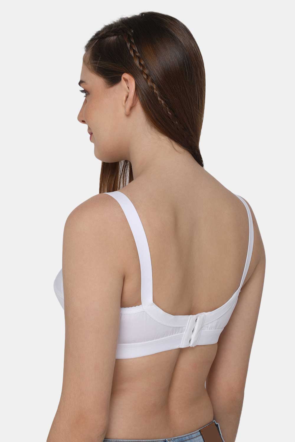 Full Cover Round Stitch Non-Padded Cotton Bra (Thick Hooks Models) (B, 34)  Cream : : Clothing & Accessories