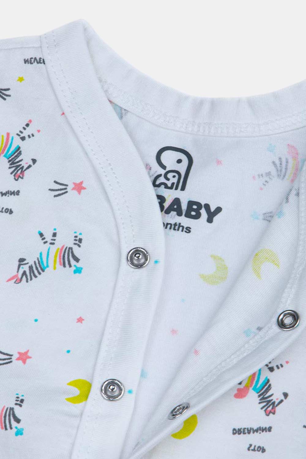 Oh Baby Zeebra Print V- Neck Full Sleeve - FS01 Size   0m-3m Color Off White