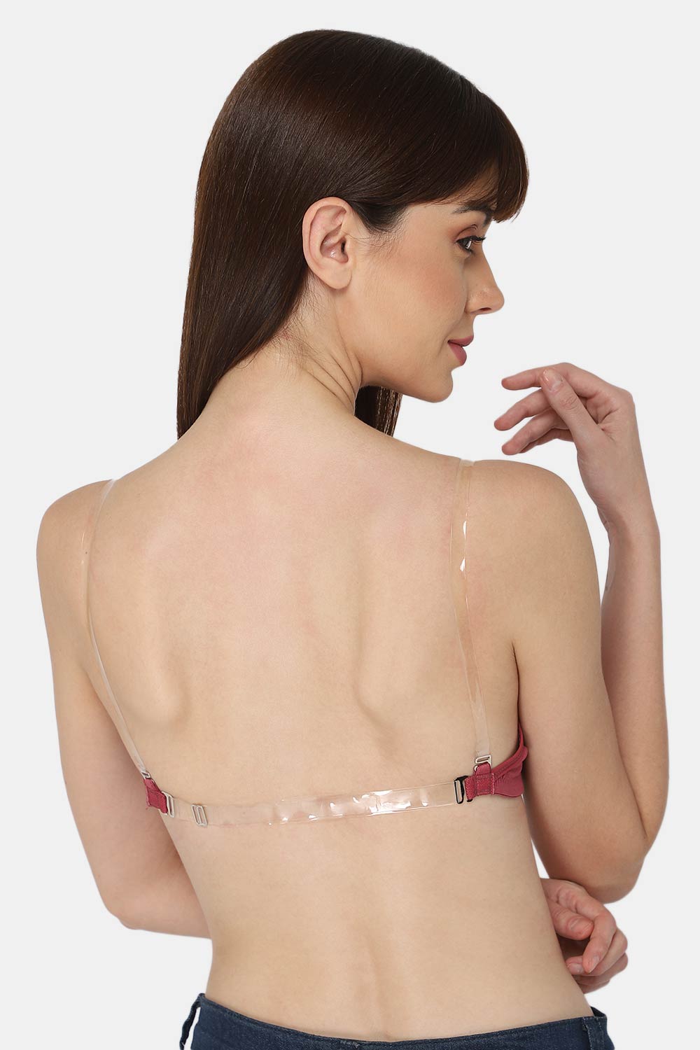  Full Coverage Backless Padded Bra With Transparent Strap And Band