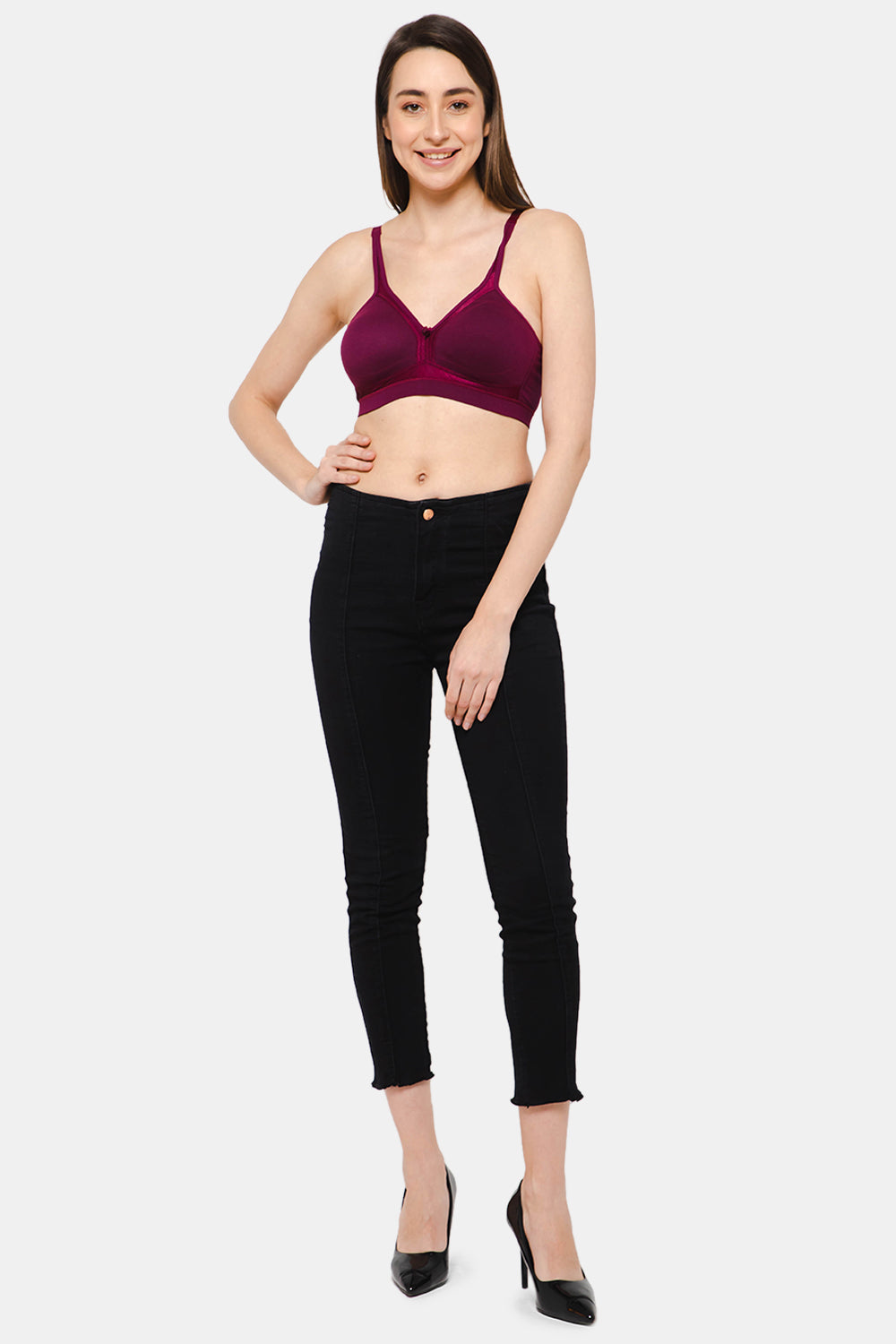 Intimacy Full Coverage Non-Padded Non-Wired T-Shirt Bra-Wine