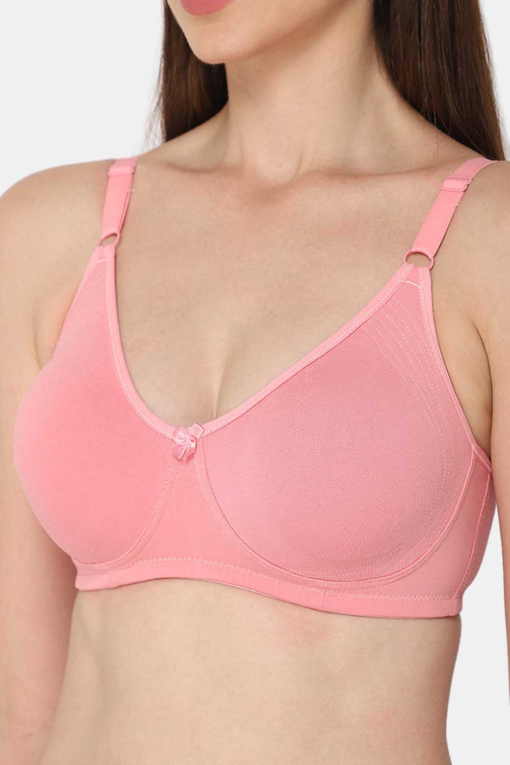 Intimacy Full Coverage Non-Padded Non-Wired T-Shirt Saree Bra -Light Pink