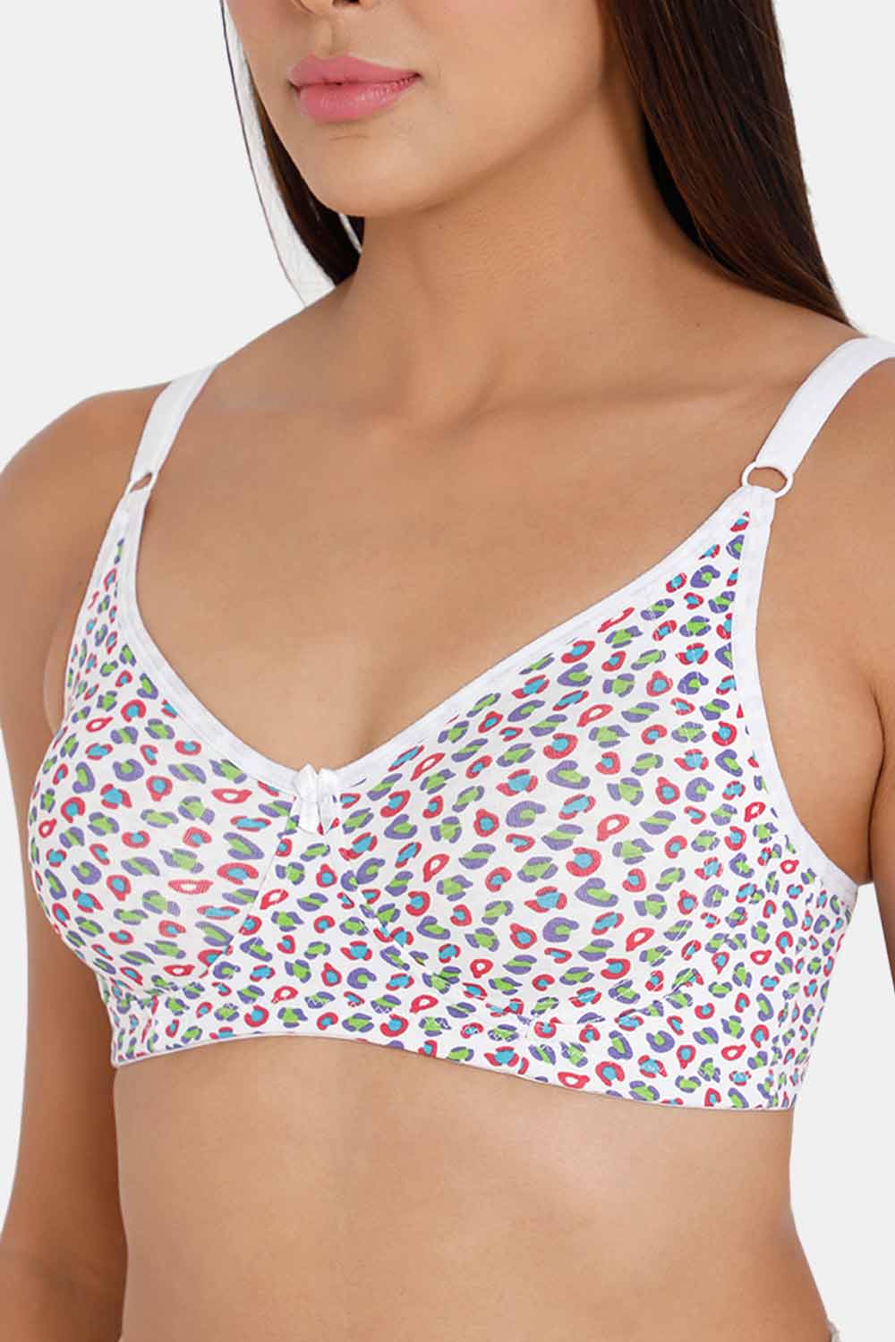 Intimacy High Coverage Non-Padded Non-Wired  T-Shirt Saree Bra- White Print