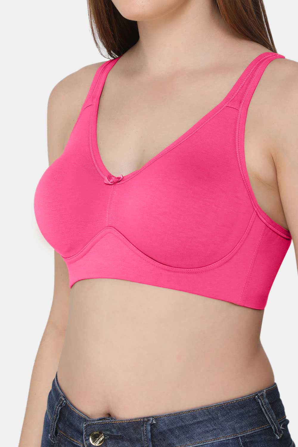 Intimacy High Coverage Non-Wired Non-Padded Back Closure T-Shirt Bra-Pink