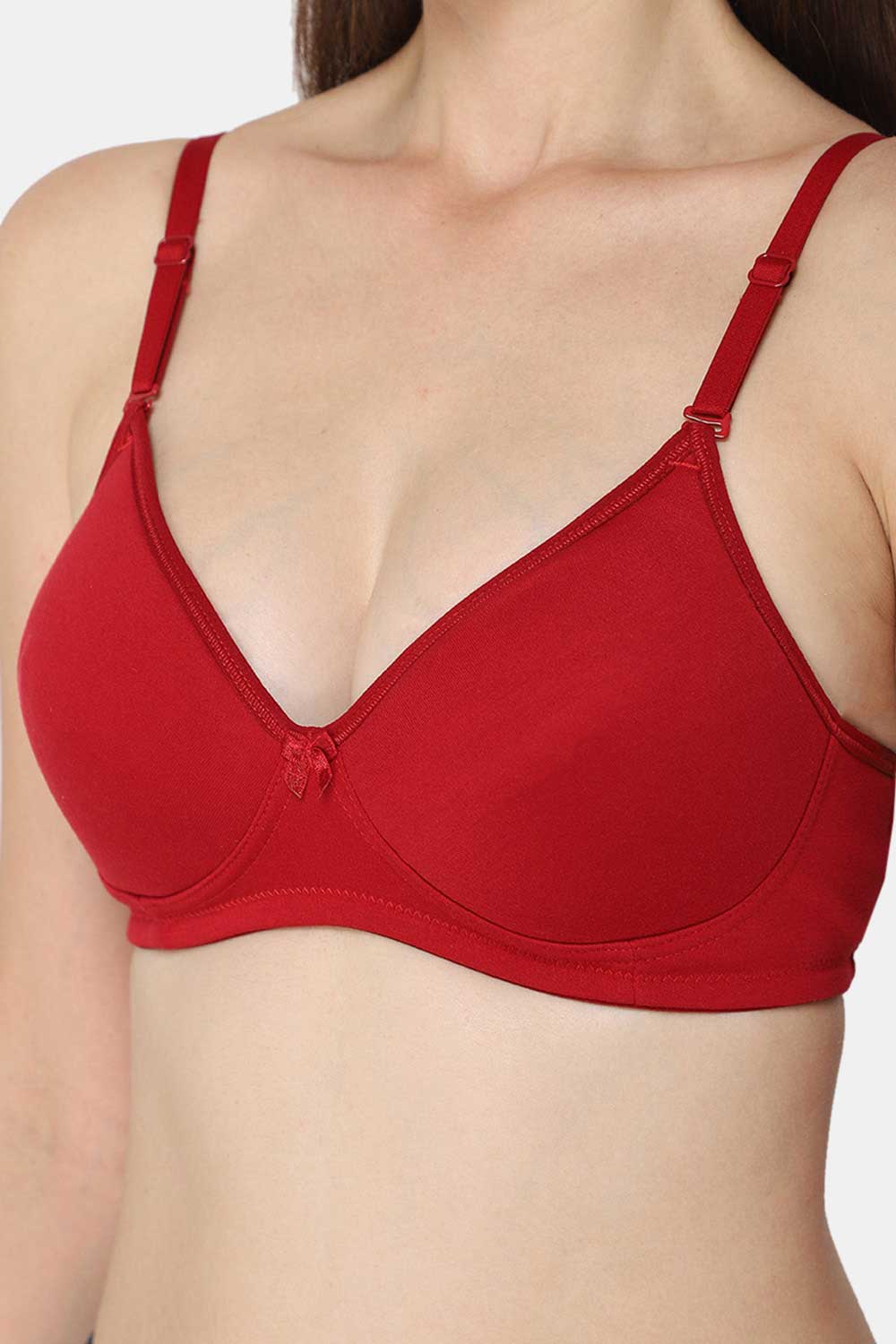 Medium Coverage Non-Wired Intimacy Padded T-Shirt Bra- Red
