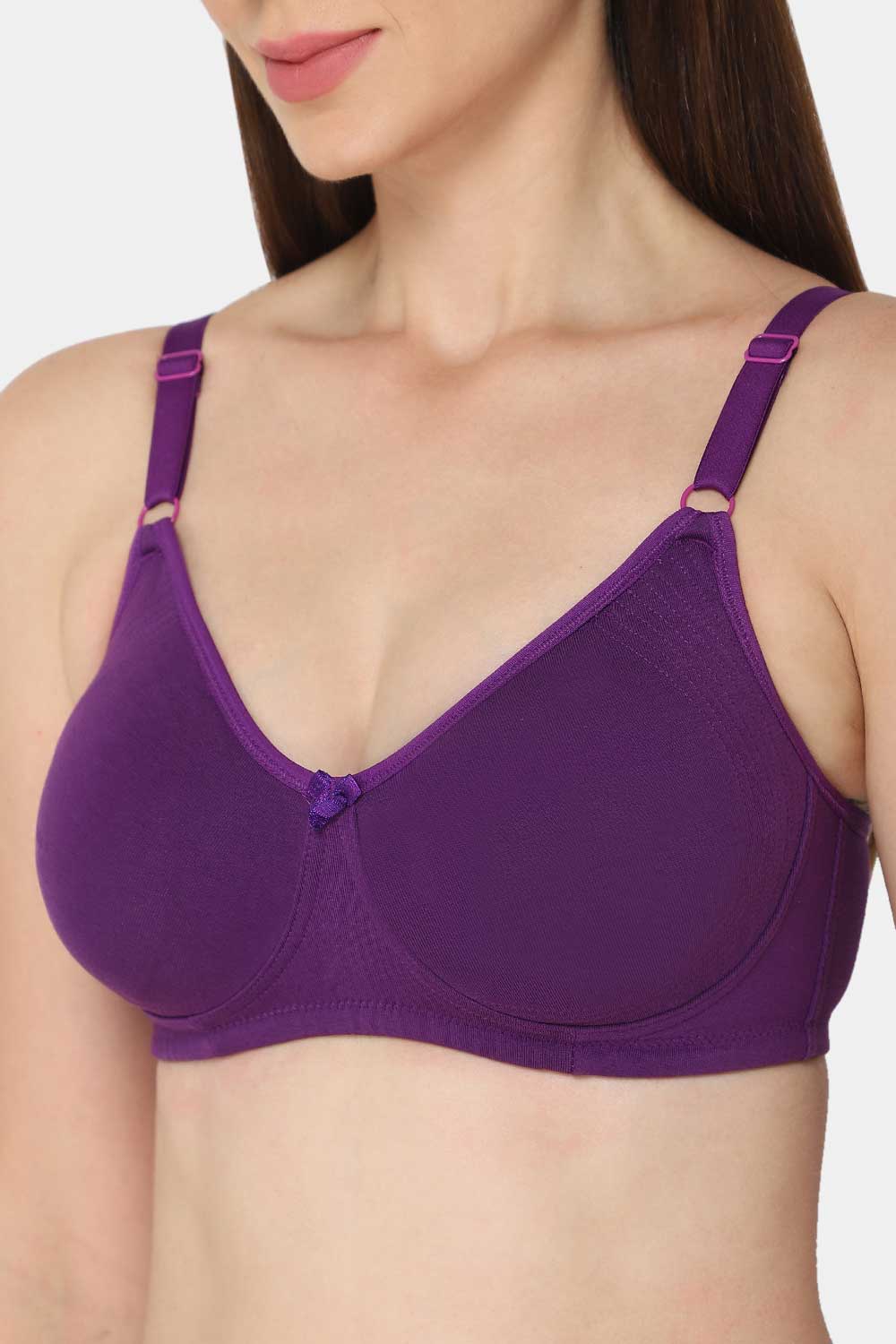 High Coverage Non-Wired Non-Padded Intimacy T-shirt Saree Bra - Bright Shade- Purple