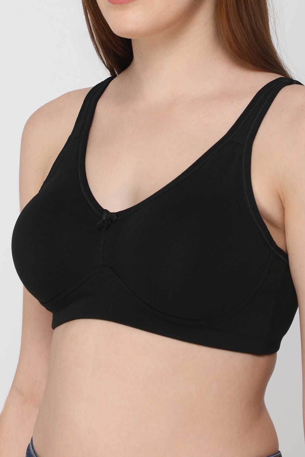 Intimacy Full Coverage Non-Padded Non-Wired Back Closure T-Shirt Bra - Black