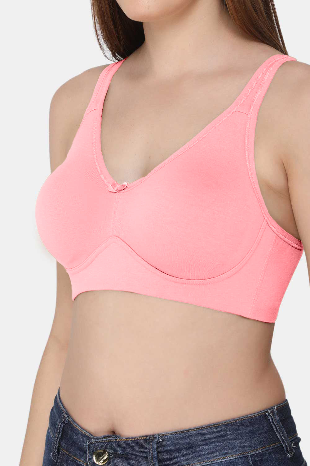Intimacy High Coverage Non-Wired Non-Padded Back Closure T-Shirt Bra-Light Pink