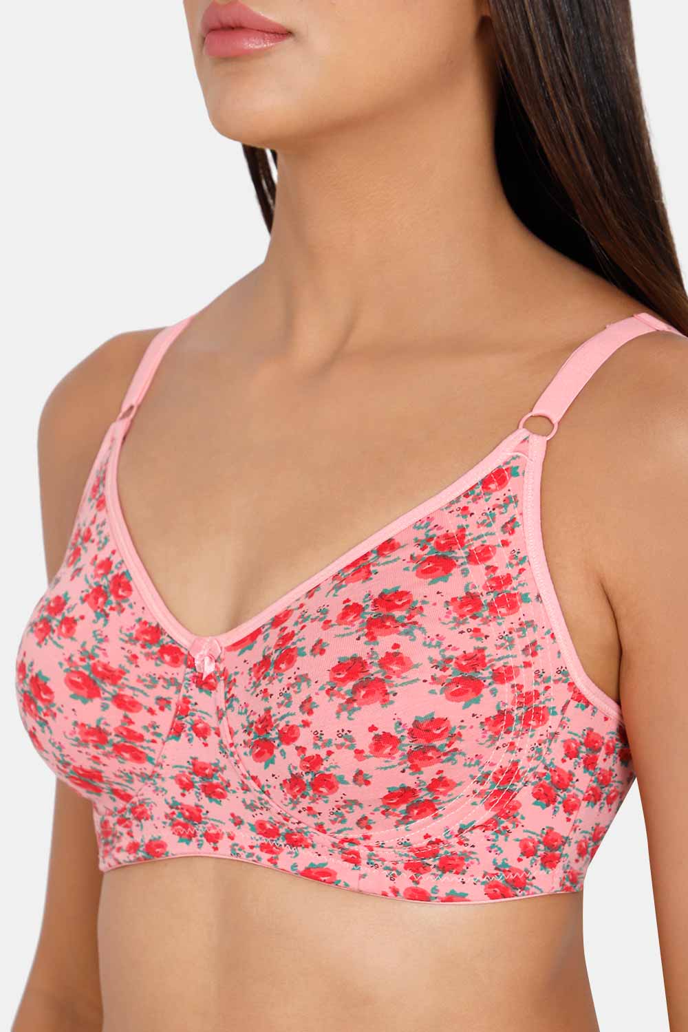 Intimacy High Coverage Non-Padded Non-Wired  T-Shirt Saree Bra- Pink  Print