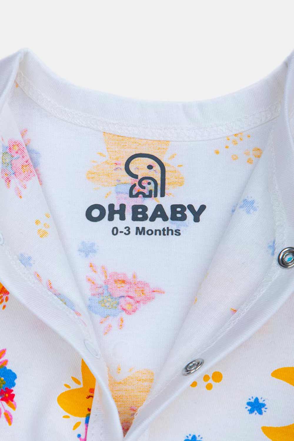 Oh Baby Star Print V- Neck Half Sleeve - HS01 Size   0m-3m Color Off White