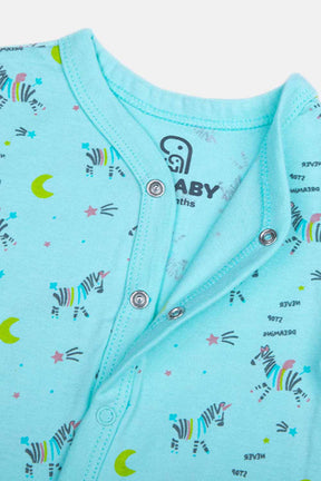 Oh Baby Zebra Print V- Neck Half Sleeve - HS01 Size   0m-3m Color Aqua
