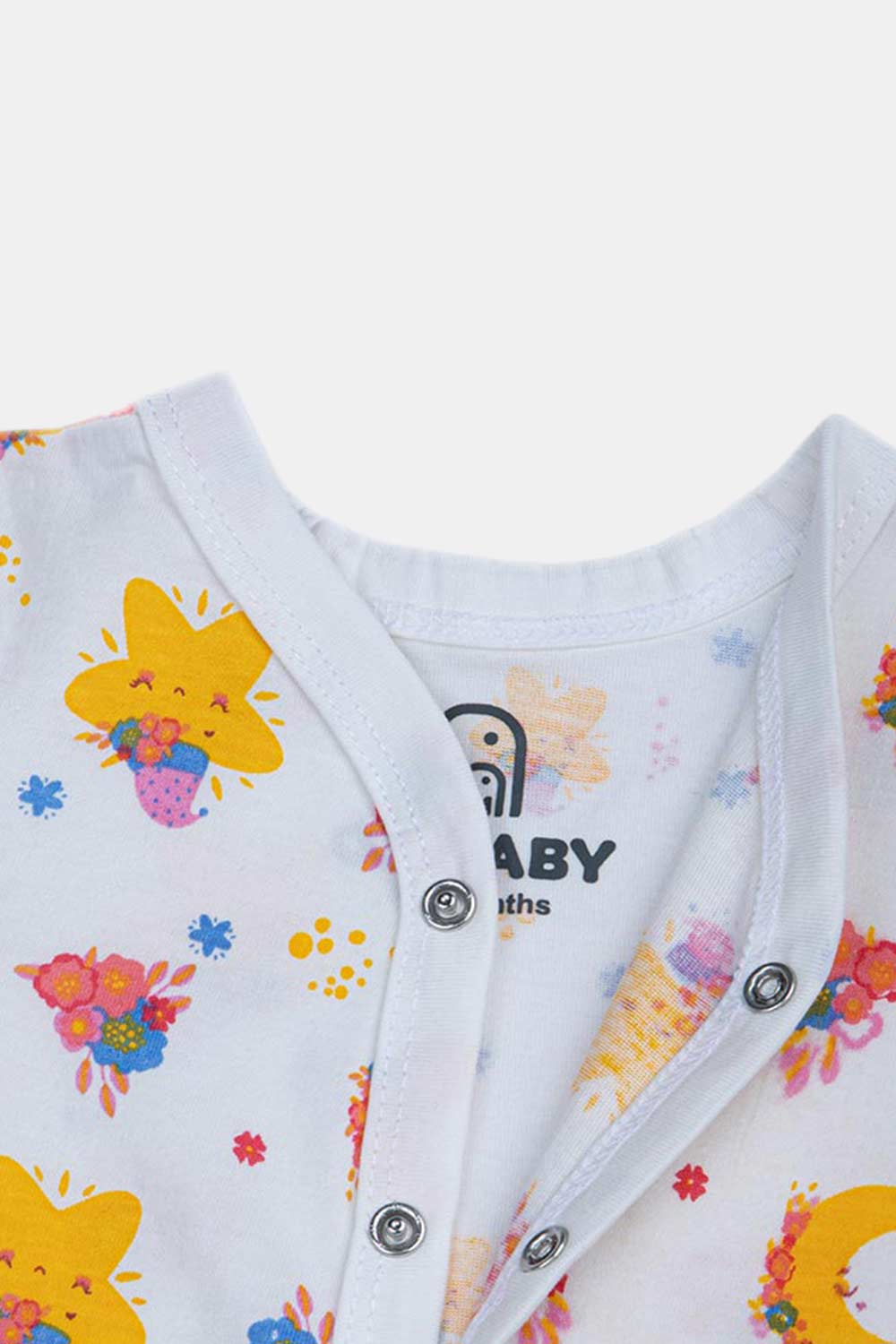 Oh Baby Star Print V- Neck Full Sleeve - FS01 Size   0m-3m Color Off White