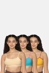 Intimacy Beginner Bra - BB01 (14) -Colourful Comfort! Size   BB01/Skin_Lake Blue_Yellow/Active & Slip On Color XS