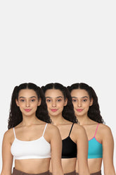 Intimacy Beginner Bra - BB01 (18) -Colourful Comfort! Size   BB01/White_Black_Lake Blue/Active & Slip On Color XS