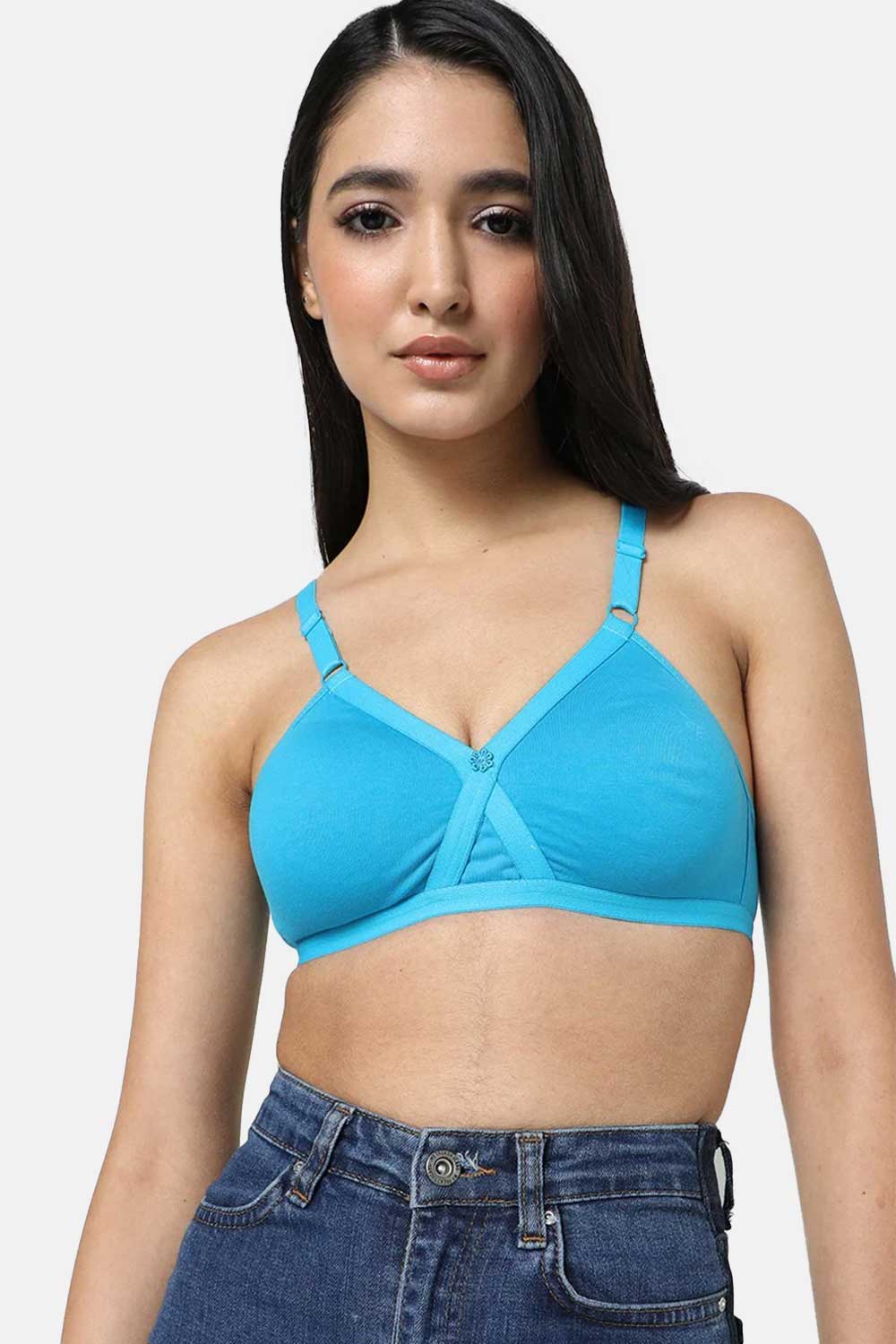 Naidu Hall Non-Wired Adjustable Straps T-Shirt Bra- Light blue