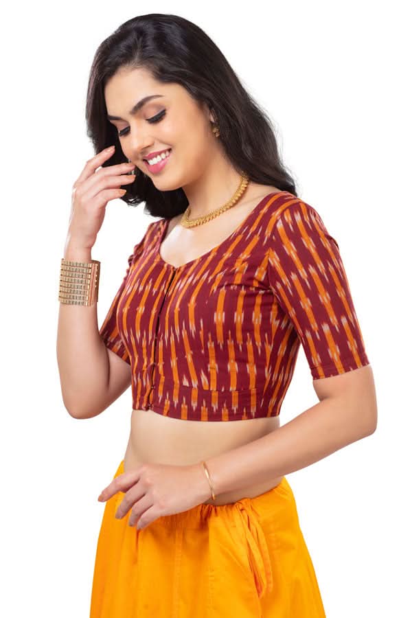 Naiduhall Princess Cut Elbow Sleeve Ikat-1 Blouse